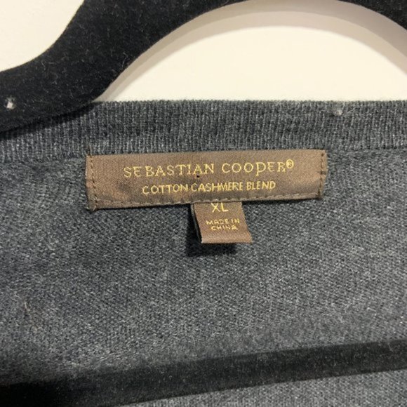 Sebastian Cooper Dark grey Mens Cotton Cashmere Blend Sweater - Picture 2 of 4
